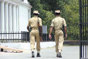 CRPF jawans keep vigil at Gole Market polling centre, which falls in the New Delhi constituency.