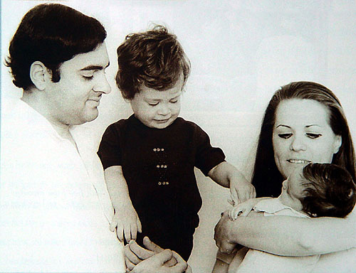 Sonia and Rajiv with their children in happier times. 