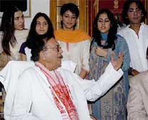 Newly appointed Minister for Youth Affairs and Sports Sunil Dutt with his relatives, while assuming charge at his office in New Delhi on Tuesday. 