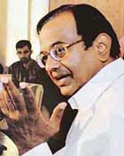 Union Finance Minister P. Chidambaram makes a point during a press conference in New Delhi on Friday.