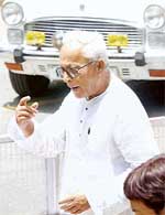 West Bengal Chief Minister Buddhadev Bhattacharjee comes out of the Prime Minister's residence in New Delhi on Saturday after a meeting with Dr Manmohan Singh.