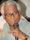 Former Defence Minister George Fernandes addresses a press conference 