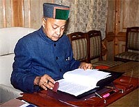 The Chief Minister, Mr Virbhadra Singh, in the Vidhan Sabha in Shimla on Tuesday.
