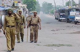 Balachaur township of Nawanshahr district wears a deserted look as the police clamped curfew to prevent any untoward incident on Wednesday morning.