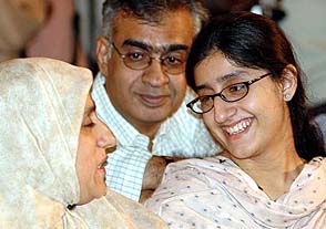A 19-year- old Pakistani girl with her mother after she had undergone repair of a damaged heart valve at a private hospital in Chennai on Thursday.