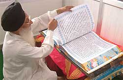 The hand-written copy of Guru Granth Sahib, which will be installed at Gurdwara Ramsar and then taken to Akal Takht during the quadricentennial celebrations in Amritsar on September 1.