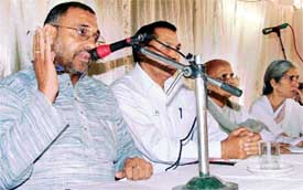 Punjab BJP chief Avinash Raj Khanna addresses mediapersons in Ludhiana