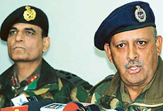 Jammu and Kashmir Inspector-General of Police J. A. Makhdoomi at a press conference at the police headquarters in Srinagar.