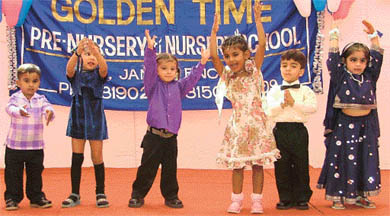 Children perform a dance at the annual function of Golden Times Public School in Ludhiana