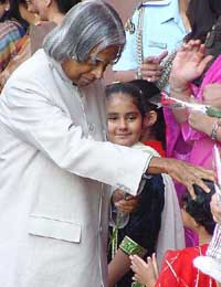 The President, Dr A.P.J. Abdul Kalam, gives his blessings to children on the occasion of Id-ul-Fitr at Rashtrapati Bhavan in New Delhi on Monday.