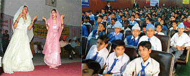 Students perform at the state-level Children’s Day function, and children enjoy the programme