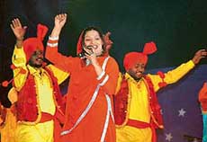 Reeha Saleem, a Pakistani artist performs a colourful item during the World Punjabi Cultural Festival in Jalandhar on Friday night. 