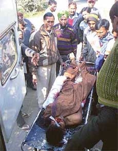 A labourer, who was injured in a furnace blast at a scrap moulding factory at Mandi Gobindgarh, is being rushed to Rajindra Hospital, Patiala, where he later died.
