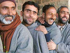 Kashmiris are all smiles as they queue up to cast their votes at Handwara for civic polls