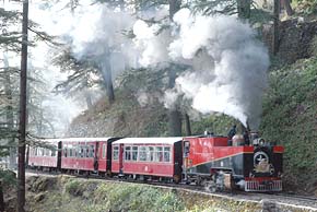 A 1905 steam engine runs on the Kalka-Shimla track on Sunday. The engine was regularly run on the track till 1975.