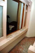The window of a room in Park Plaza Hotel, Ludhiana, from where the couple was being filmed on Friday.
