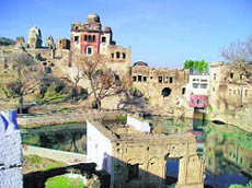A view of the dilapidated Katasraj temple in Chakwal district, 150 km from Lahore. 