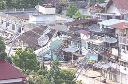A view of buildings damaged by an earthquake in the capital city of Nias island, Gunungsitoli, in North Sumatra, on Tuesday.