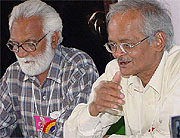 CPI national secretary Shameen Faizee addresses mediapersons on the second day of the 19th party congress in Chandigarh on Thursday. 