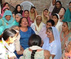 Grieving relatives of Satnam Singh in Ludhiana on Saturday.