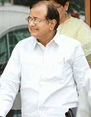 Union Finance Minister P. Chindambram comes out after attending the Cabinet meeting in New Delhi on Thursday. 