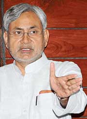 Bihar Legislature Party leader Nitish Kumar just before a Press conference after the NDA meeting on the Bihar issue in New Delhi 