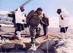The Chief of Army staff, Gen J.J. Singh, at a forward location of Siachen in Kashmir on Saturday. 