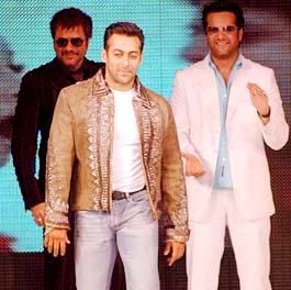 Actors Salman Khan, Fardeen Khan and Anil Kapoor at a fashion show in Mumbai on Saturday night.