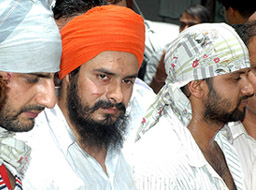Jagtar Singh Hawara (centre), who carried a reward of Rs 5 lakh, chief of Babbar Khalsa in India, Jaspal (right) and Vikas, accused in the Delhi cinema hall twin blast case, arrested by the Delhi Police Crime Branch, in New Delhi on Wednesday.