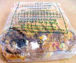 A packet containing rotten eatables which was procured from the anganwadi centre of Mehma Sawai village on Thursday.