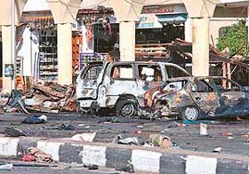 Site of a bomb blast at a market place in the Red Sea resort of Sharm el-Sheikh
