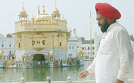 Mr Shamsher Singh Dullo at the Golden Temple complex in Amritsar on Tuesday.