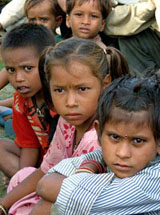 Rescued child labourers from Chattisgarh, who were kept in bondage for more than 10 years in Charkhi Dadri, Bhiwani district, Haryana, at a Press conference in New Delhi on Tuesday