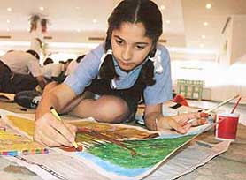 A student participates in the 9th annual on-the-spot painting competition held at Pallavi Complex, Sector 5, Panchkula, on Thursday.