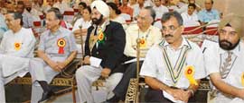A section of Rotarians who attended a programme, ‘Adharshila- Intercity on Rotary Foundation’ (Distt-3080) at Ashirvad on the Kalka-Zirakpur road on Sunday.