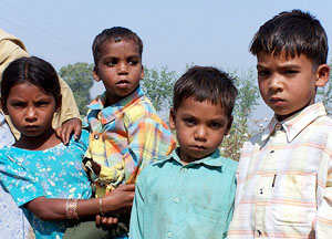 Children of Janta Singh and Baljit Kaur at Jandawala village, near Bathinda, on Tuesday.