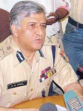 Commissioner of Delhi Police K.K. Paul briefs the media on the arrest of the Delhi blast conspirator in New Delhi on Sunday.