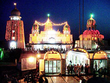 Takht Damdama Sahib illuminated on the occasion of the birth anniversary celebrations of Guru Nanak Dev in Talwandi Sabo, near Bathinda, on Tuesday
