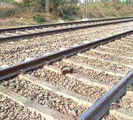 The battery of a wireless set lies on the tracks in Phillaur on Sunday.
