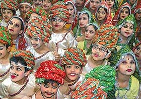 Students of Mount Carmel School, Sector 47, Chandigarh, perform at the annual day function of the school