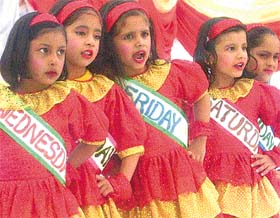 Children perform at the annual day function of Gem Public School, Phase-3B-2, in Mohali