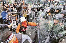 The police clashes with protesters in Hong Kong