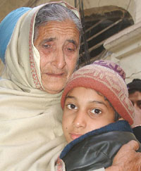 Jaspreet Singh with his maternal grandmother in Amritsar on Sunday.