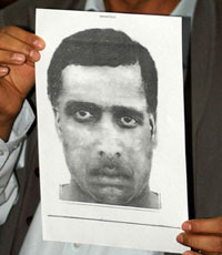 A sketch of the suspected gunman who opened fire in the Indian Institute of Science, in Bangalore. 