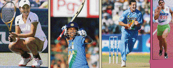 Simply Sania: She took the tennis world by storm with her attitude and power-packed game, Match-winners: Mahendra Singh Dhoni (left) and Irfan Pathan embodied the new face of Indian cricket: confident, aggressive and flamboyant Track queen: Manjit Kaur won the 400m and 4x400m gold medals at the Asian Athletics Championship and was rewarded with a promotion by the Punjab Police