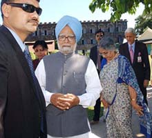 Prime Minister Manmohan Singh visits the Cellular Jail in Port Blair on Thursday.
