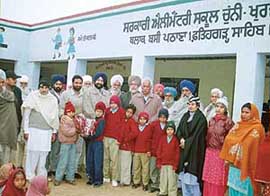 Mr Balbir Singh Sidhu at a village school in Fatehgarh Sahib on Saturday.