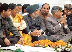 A function being organised to honour newly elected Mayor Surinder Singh, Senior Deputy Mayor Shyama Negi and Deputy Mayor Lucky at Congress Bhavan, Sector 35, Chandigarh, on Sunday.