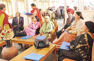 Principals of affiliated colleges of Panjab University at the Golden Jubilee Hall, PU, for the Principals’ Conference in Chandigarh on Tuesday.