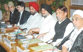 Leaders from Kashmir at a roundtable conference called by the Prime Minister to discuss ways to find a solution to the vexed issue in New Delhi on Saturday